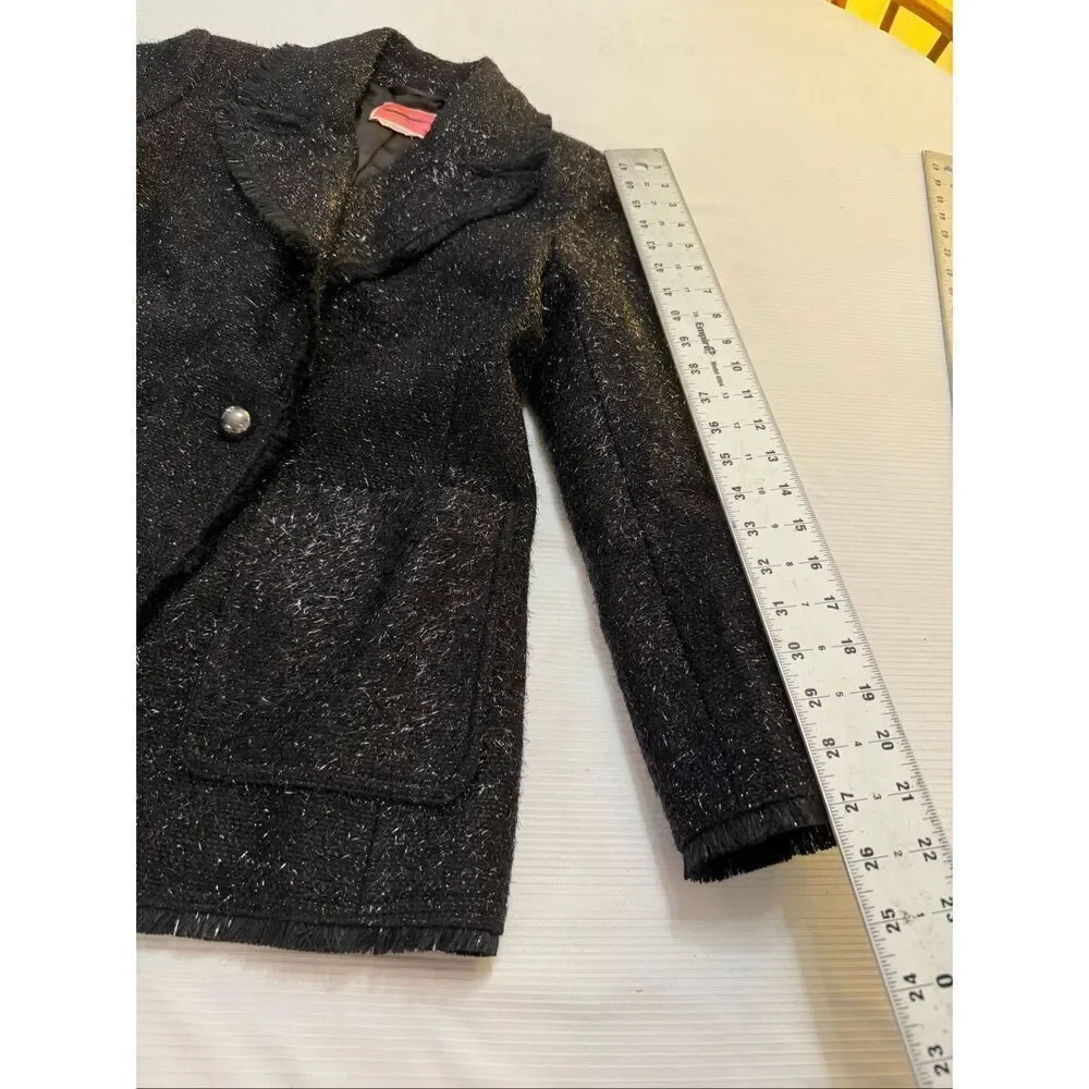 Kate Spade Black Tinsel Metallic Sequel Tweed Blazer Jacket Size 2 New